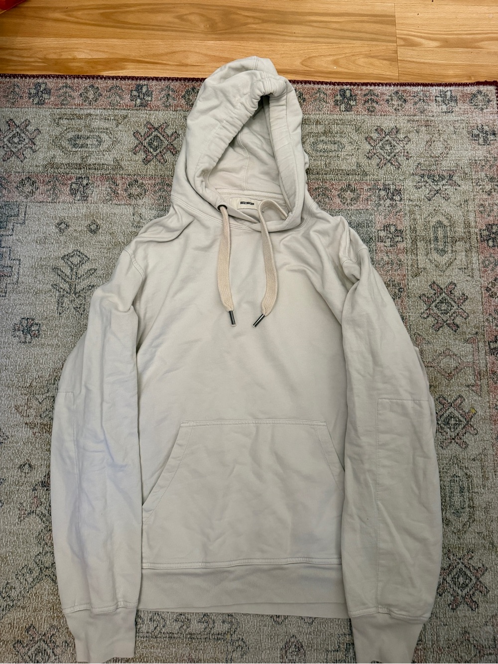 Buck Mason Brushed Loopback Pullover Hoodie Mens Off White Natural French Terry